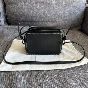 Vince Black Crossbody Bag with White Contrast Stitching